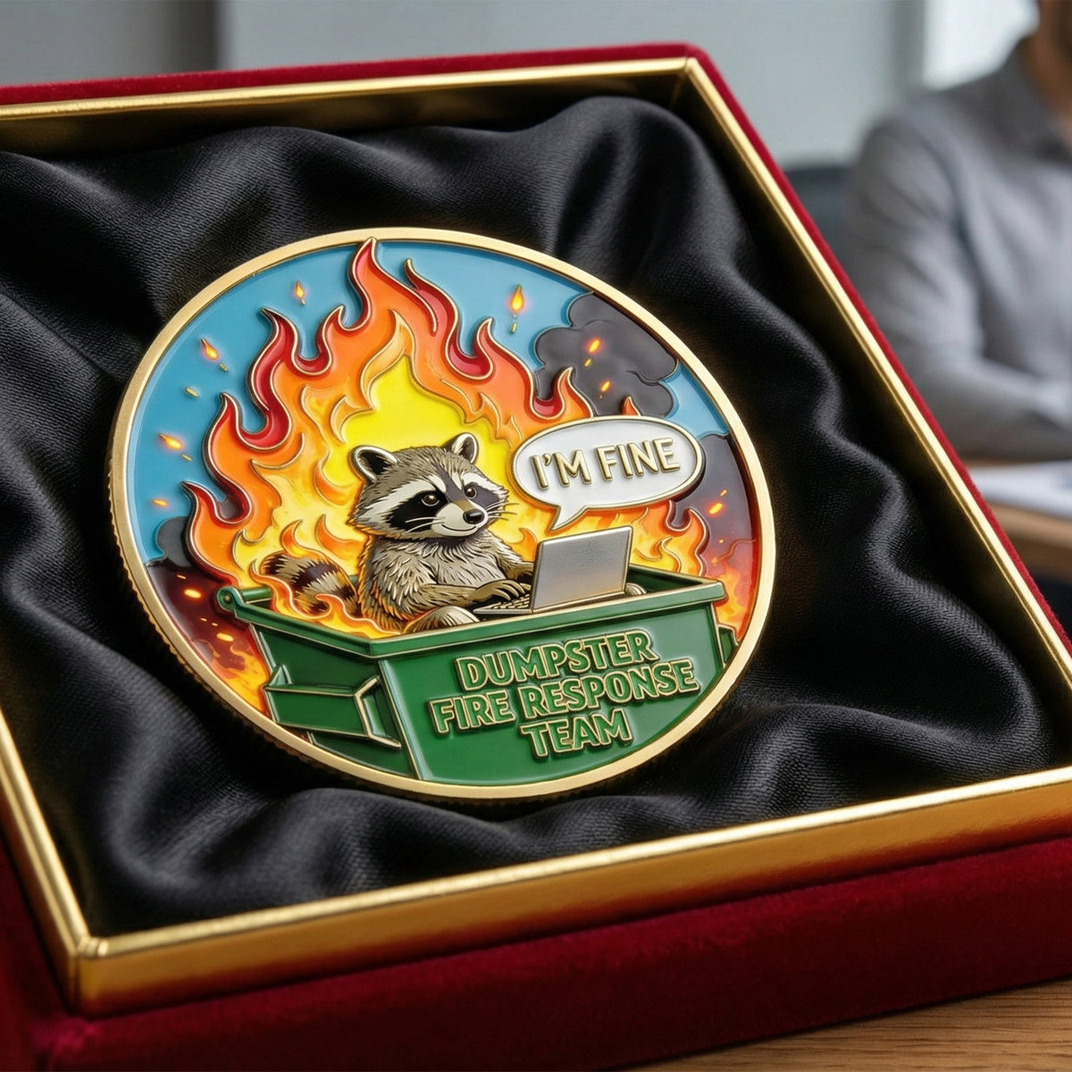 Funny Raccoon Dumpster Printed Metal Coin - Personalized Gifts For Office Workers 05naqn030326