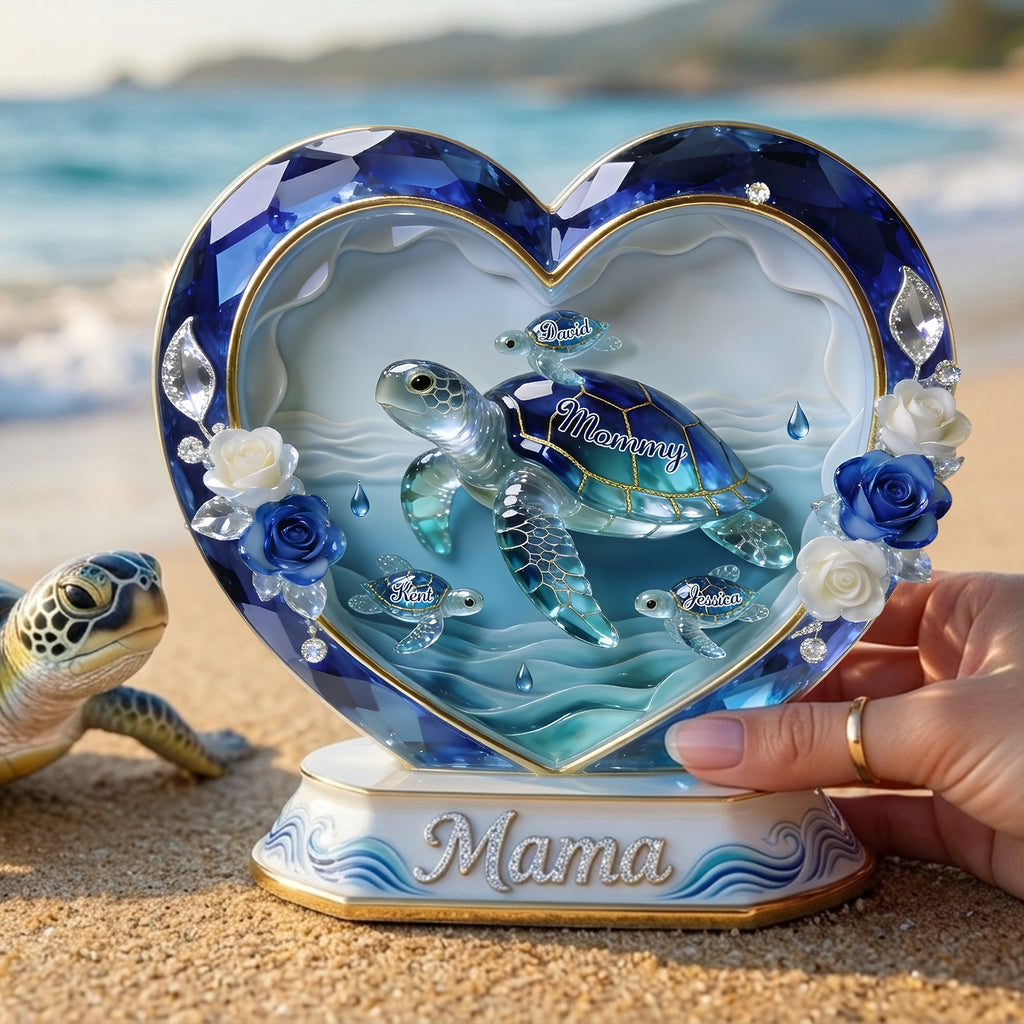 Sea Theme Turtle Mom And Kids Acrylic Plaque - Personalized Gifts For Mother's Day Plaque 04PGLU080426
