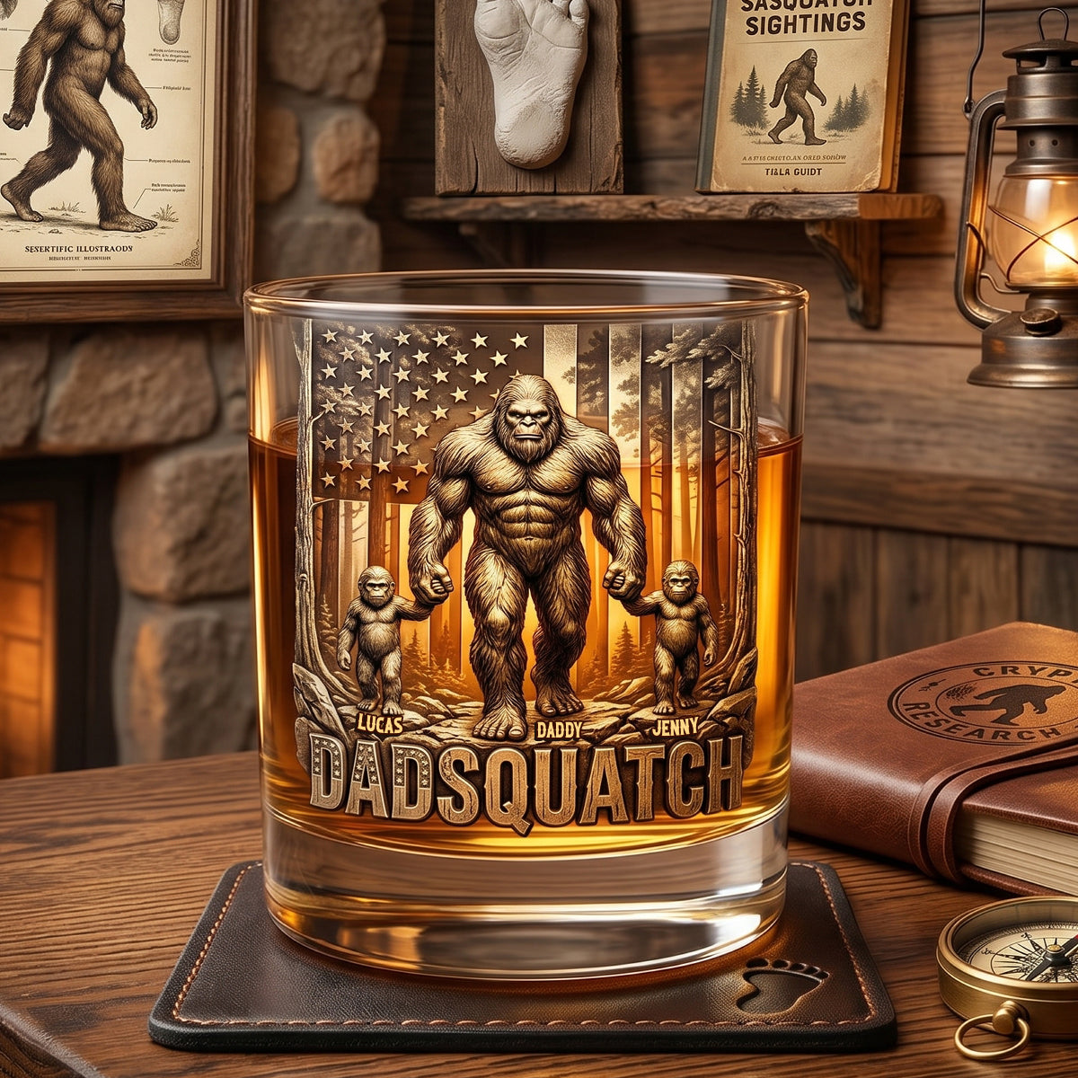 Wild Dad Energy Round Glass - Personalized Gifts For Dads 04NATN010526