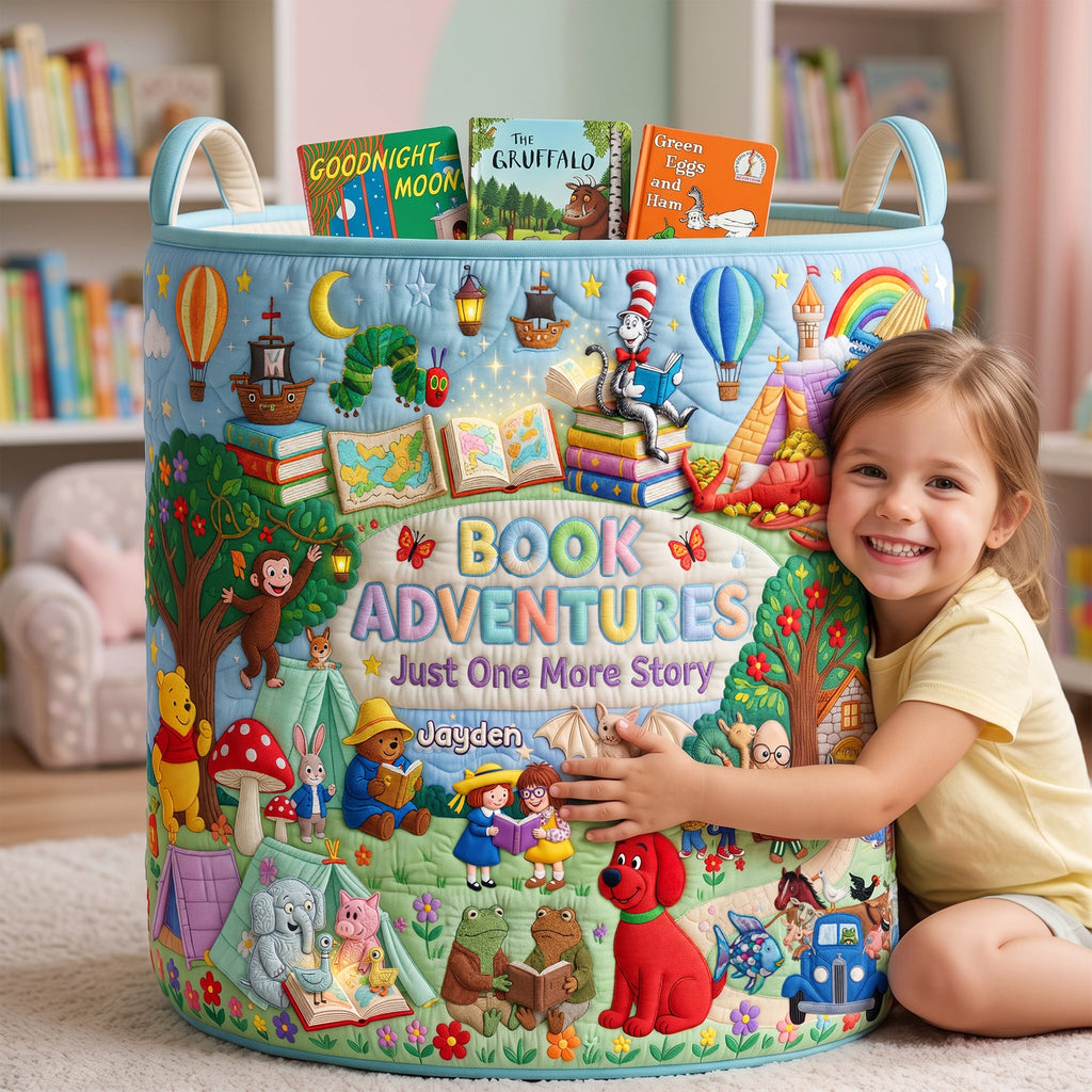 Kid Book Storage Quilted Basket - Personalized Gifts For Kids 03qhlu160726