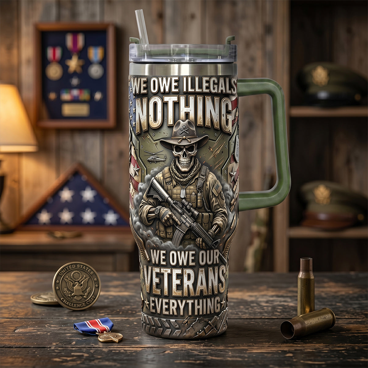 Honor Veteran Colorful 40oz Tumbler With Handle - Personalized Gifts For Veterans 03tytn240626