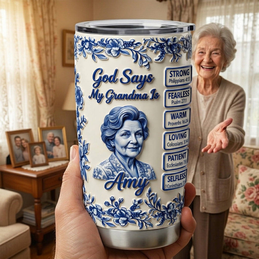 Toile De Jouy Christian Tumbler - Custom Photo Gifts For Mom And Grandma 01tylu030426
