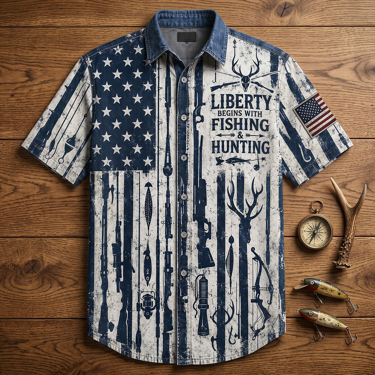Proud American Heritage Hawaiian Dad Shirt, Personalized Gifts For Fishing & Hunting Lovers 03qhtn270526