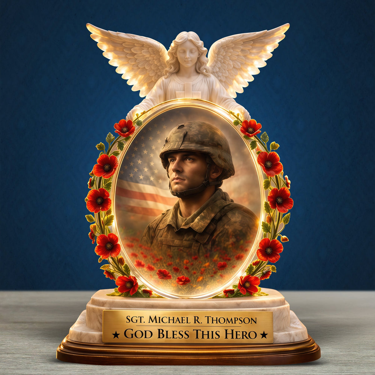 God Bless This Hero - Veteran Memorial Light Box - Custom Photo Gifts For Heaven 03tyqn070426