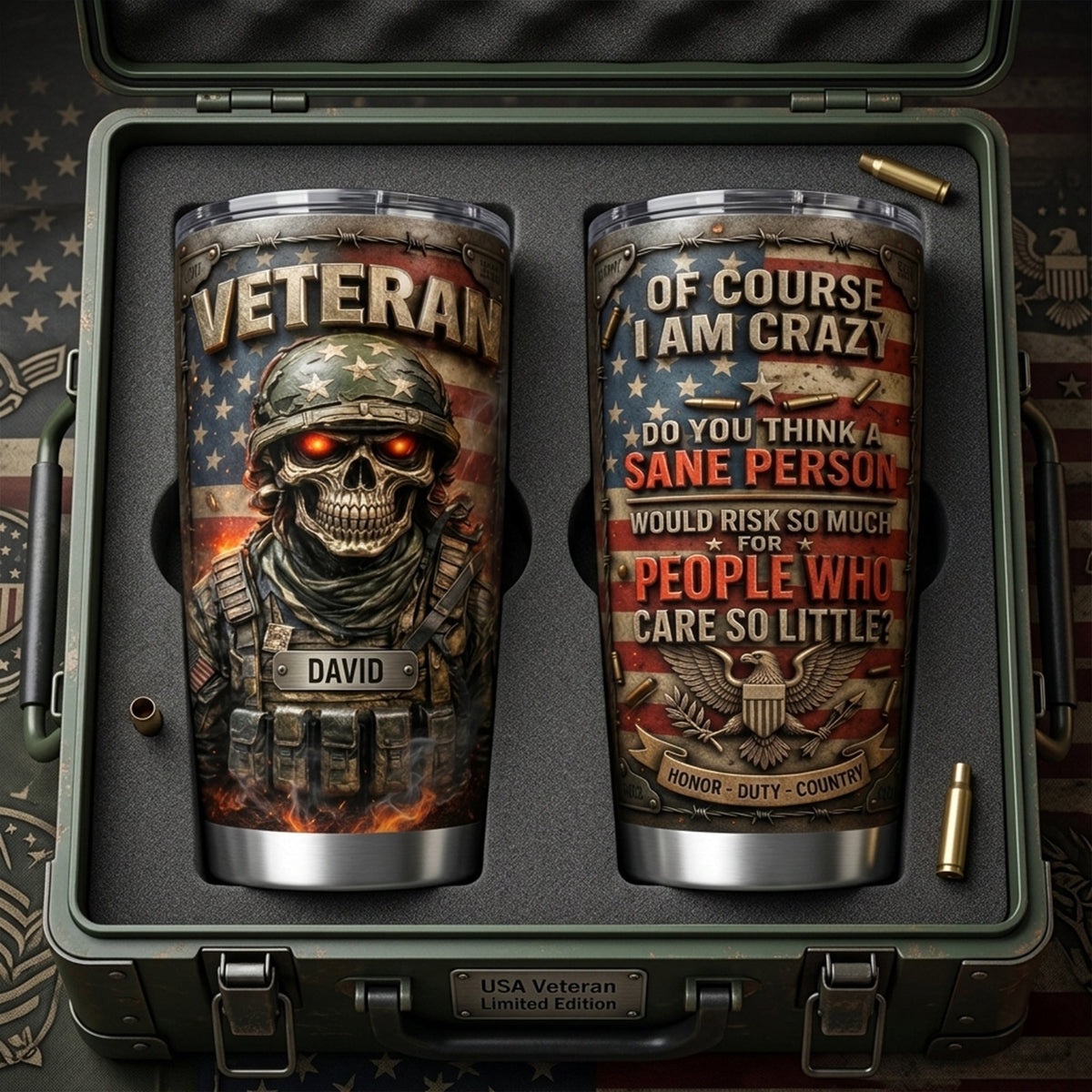 Fire Skull Veteran Tumbler Personalized Gifts For Veteran 04TYLU070426