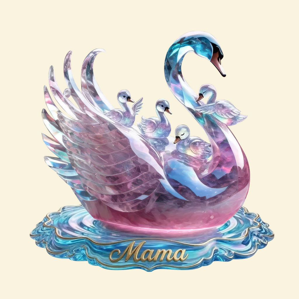 Beautiful Swan Mom Acrylic Plaque, Personalized Mother's Day Gifts 04qhtn120326