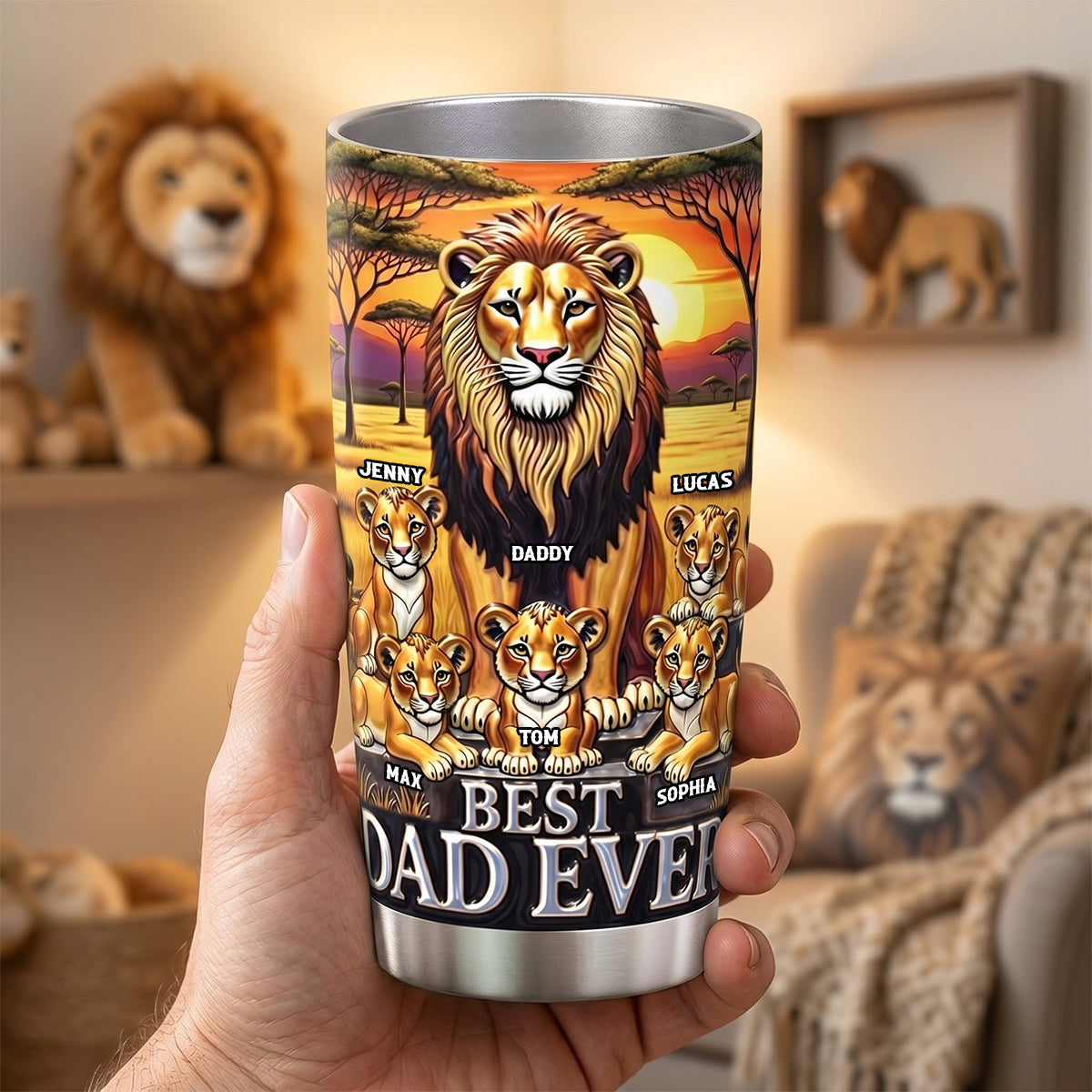 Lion Dad And Kid 20oz Tumbler - Personalized Gifts For Father's Day Tumbler 04TOTN050526