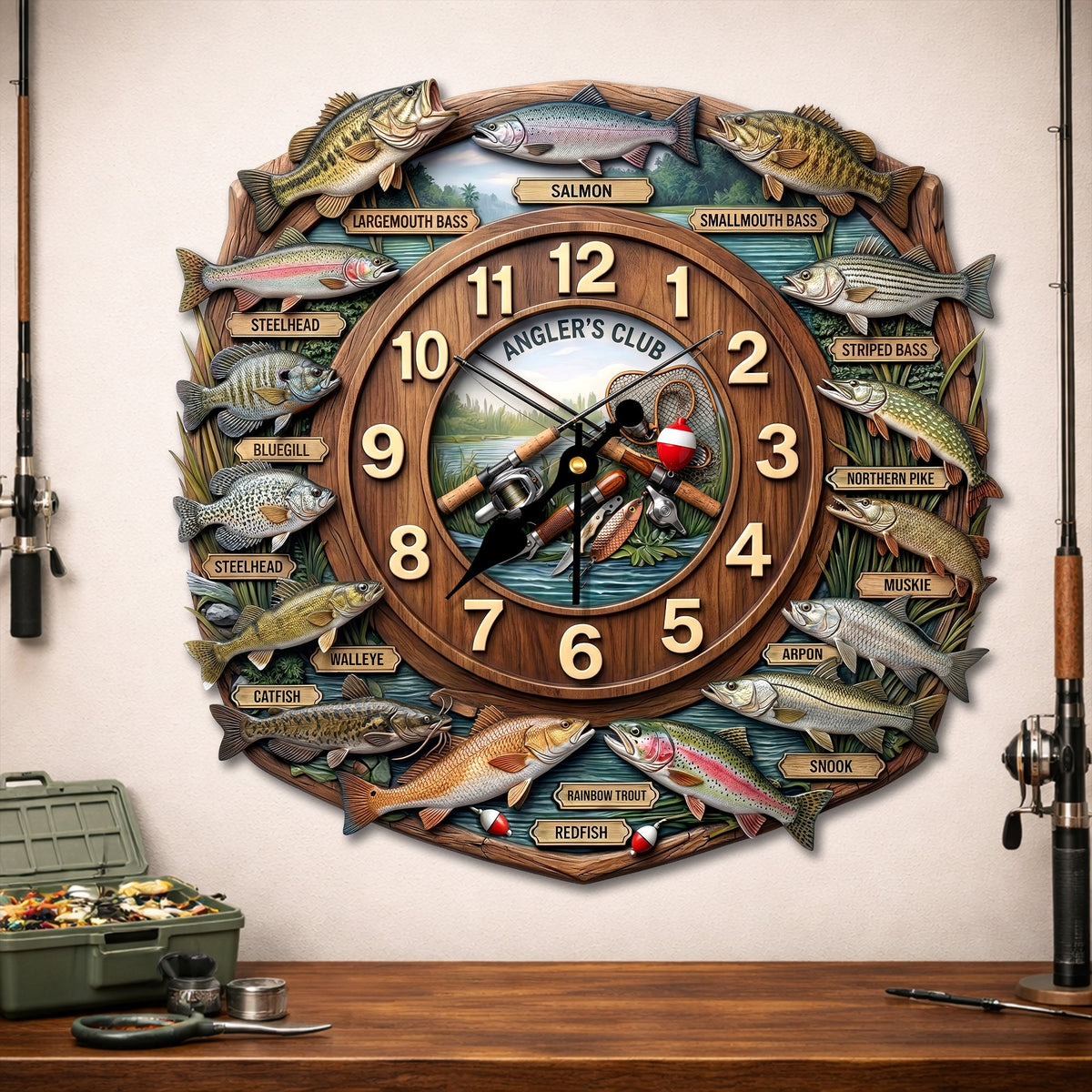 Fishing Lover Clock - Personalized Gifts For Fishing Lover Acrylic Hanging Wall Clock 01HULU250326