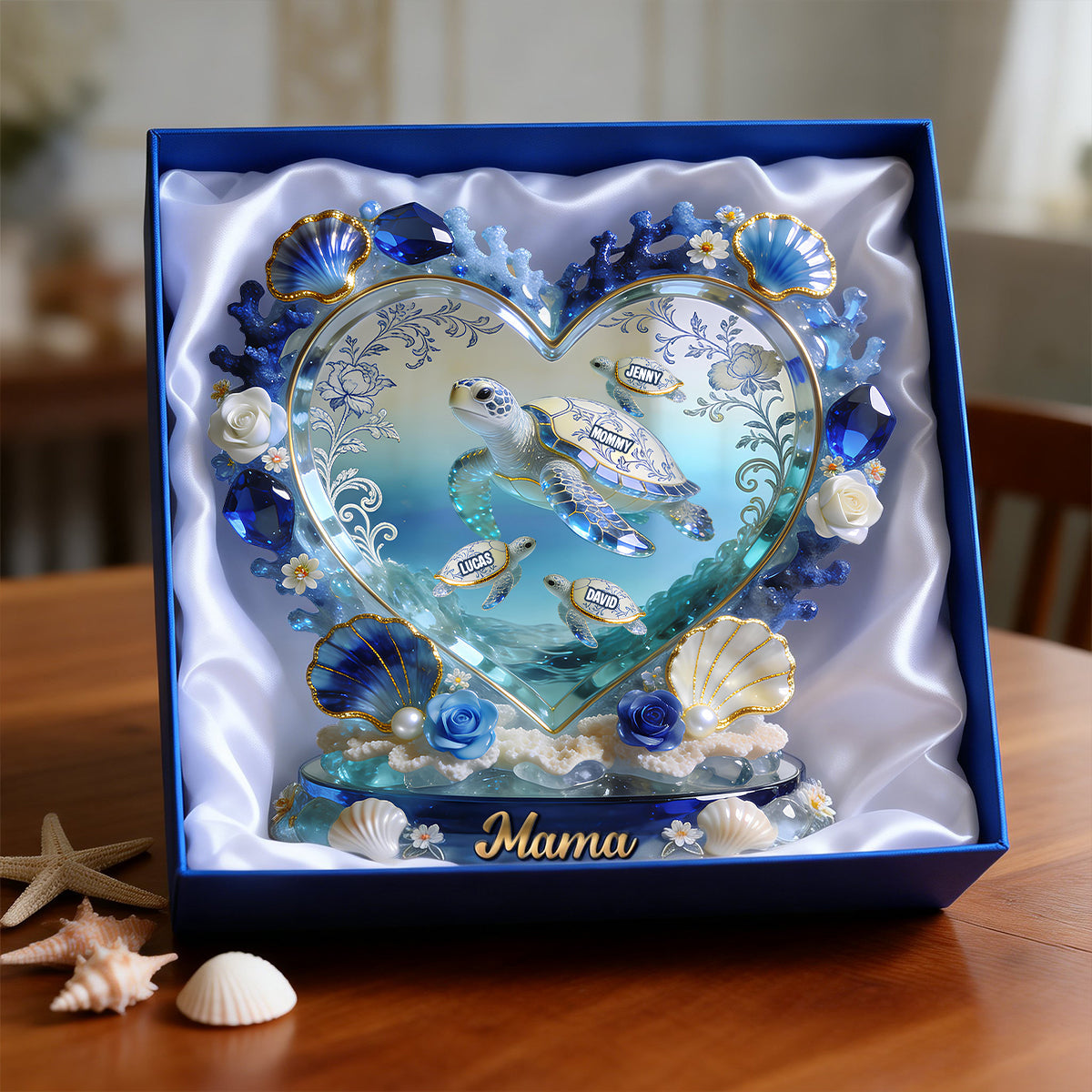 Turtle Mom Toile De Jouy Acrylic Plaque - Personalized Gifts For Mother 04pgtn090426