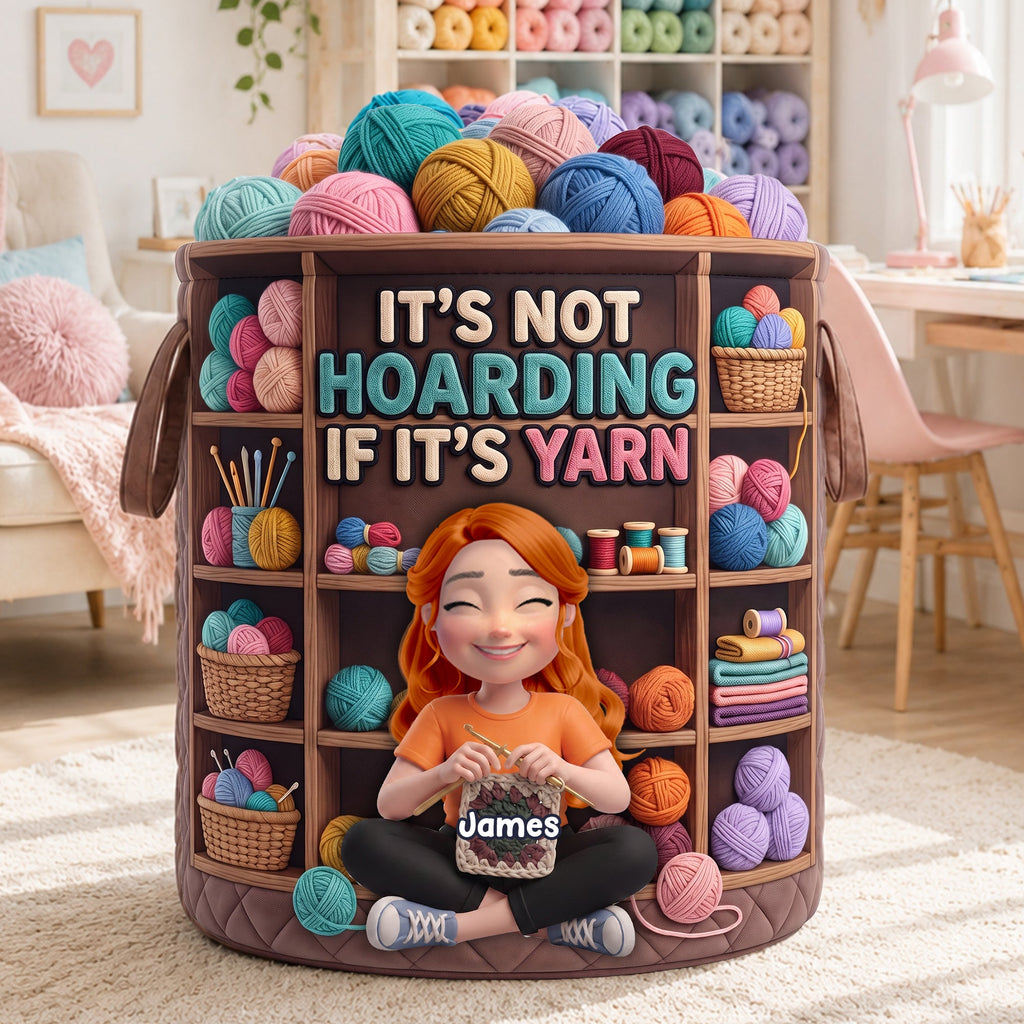 Crochet Girl Quilted Laundry Basket - Personalized Gifts For Crochet Lovers 04nalu090726