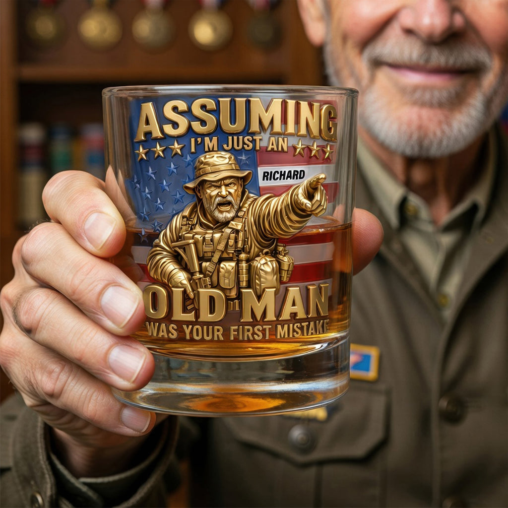 Funny Veteran Round Glass - Personalized Gifts For Veterans 01PAQN070726