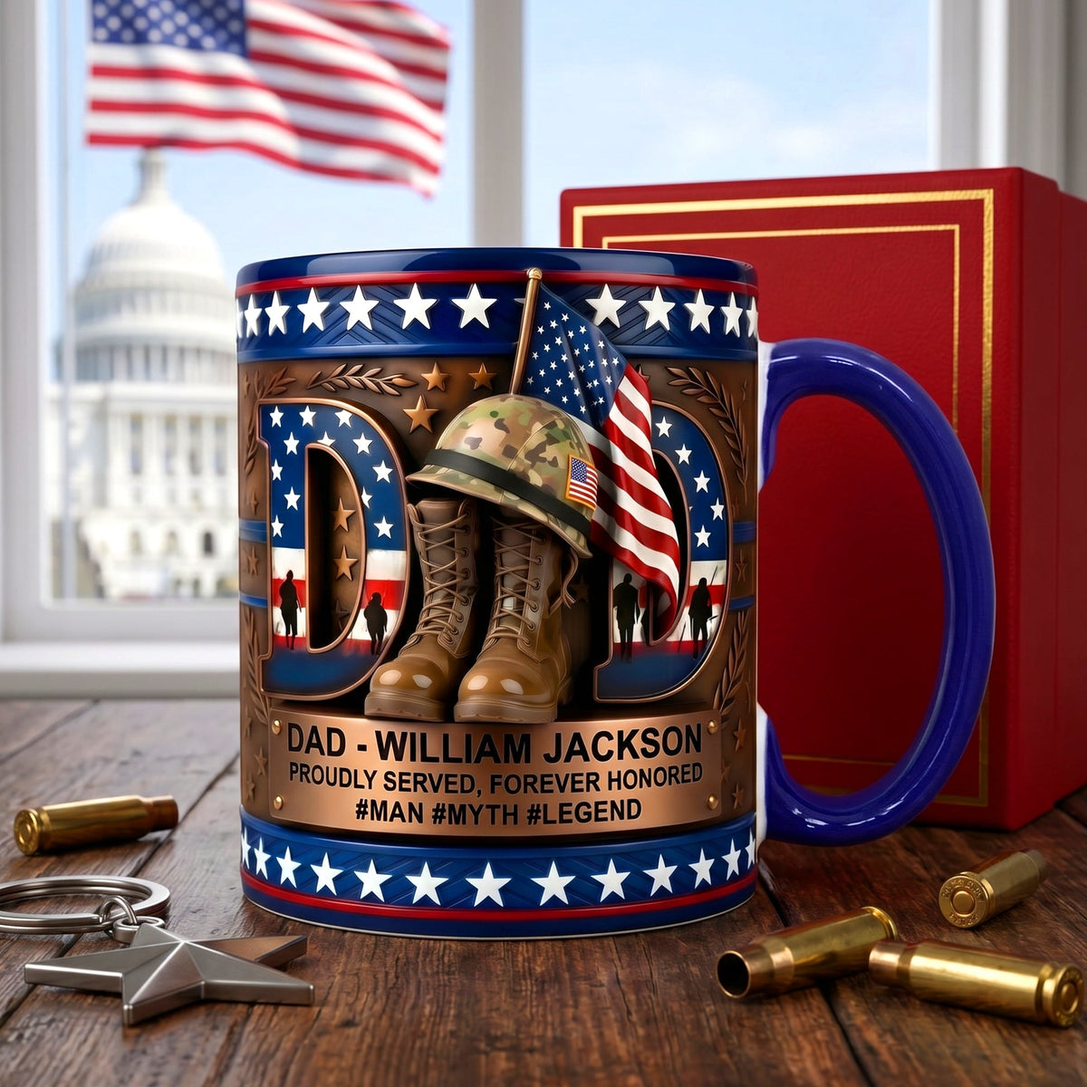 Proud Veteran Dad Coffee Accent Mug - Personalized Gifts For Dad 04TYQN280426