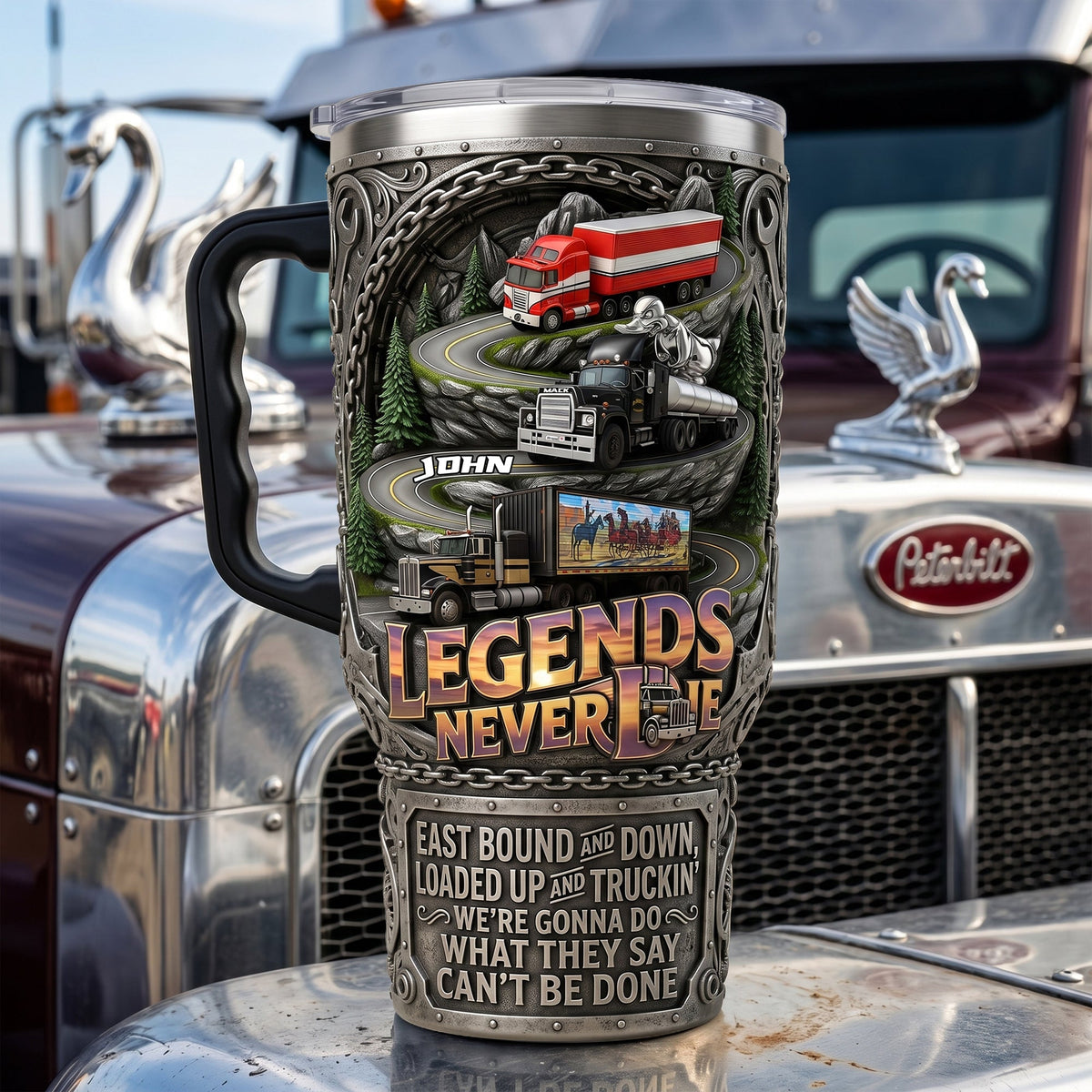 Classic Semi-Truck Legend 40oz Tumbler With Handle - Personalized Gifts For Truckers 02qhlu280526