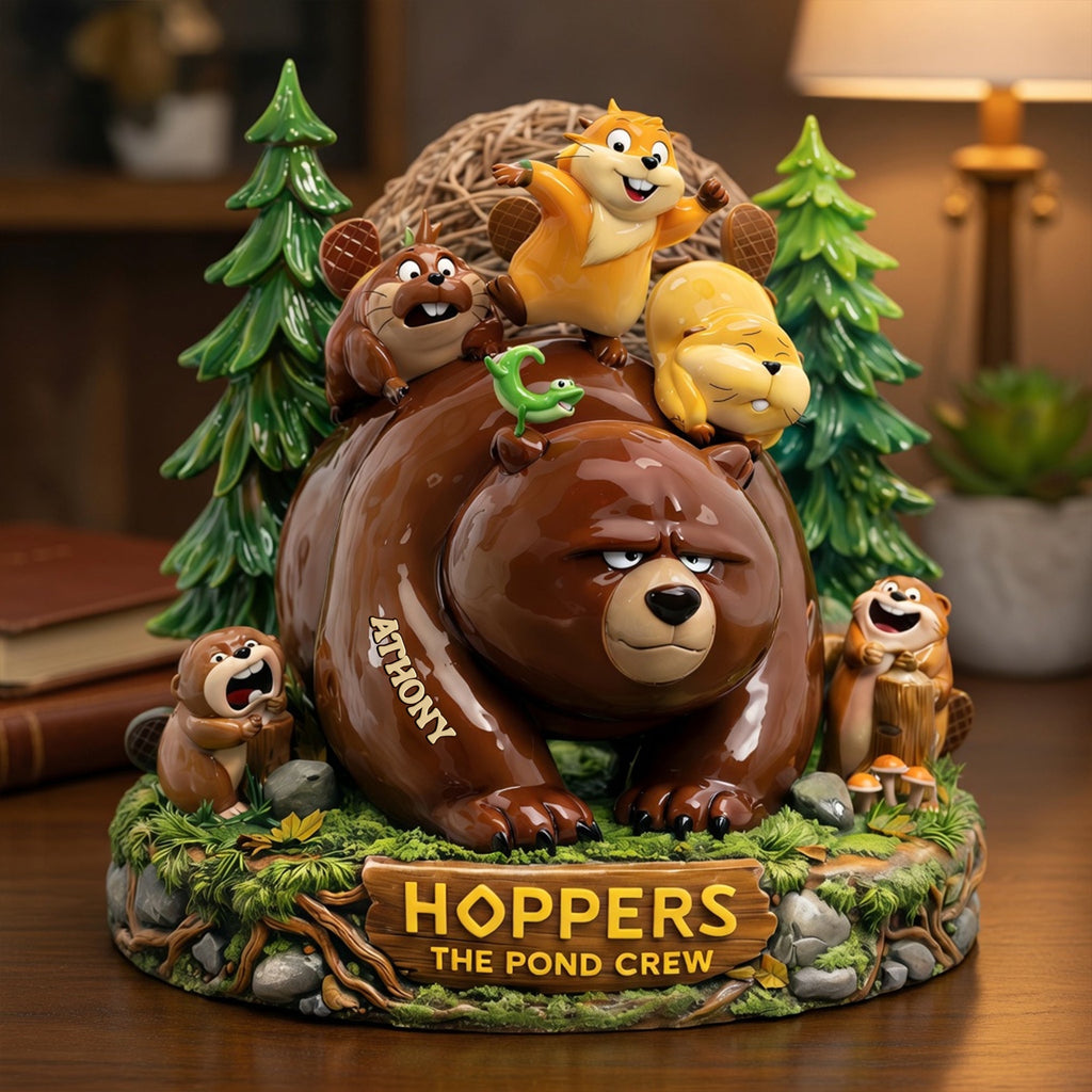 Cute Bear with Otter Friends Acrylic Plaque - Personalized Gifts For Pond Crew Plaque 02TYLU160326