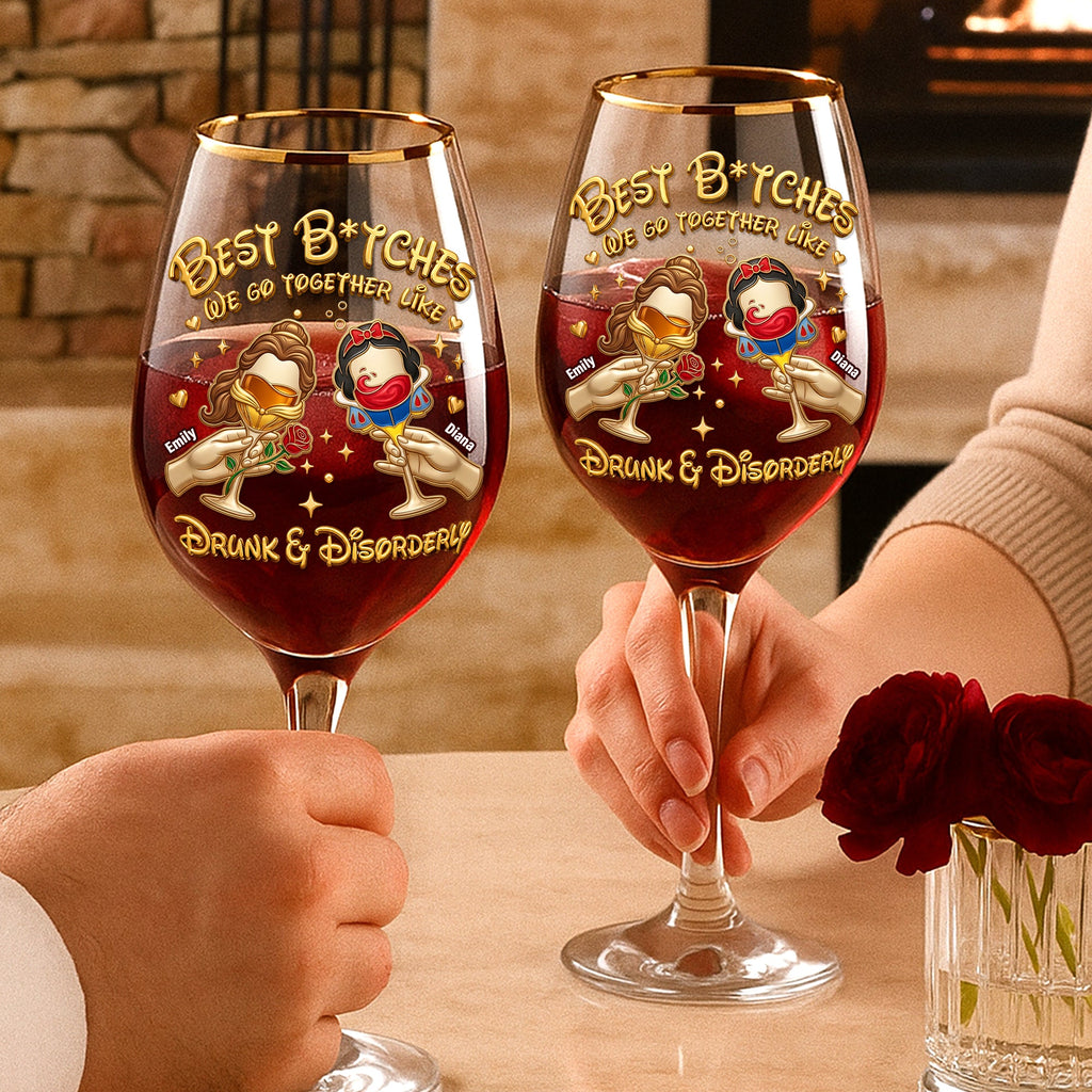 Cheers Bestie Wine Glass - Personalized Gifts For Besties 02NAQN090626
