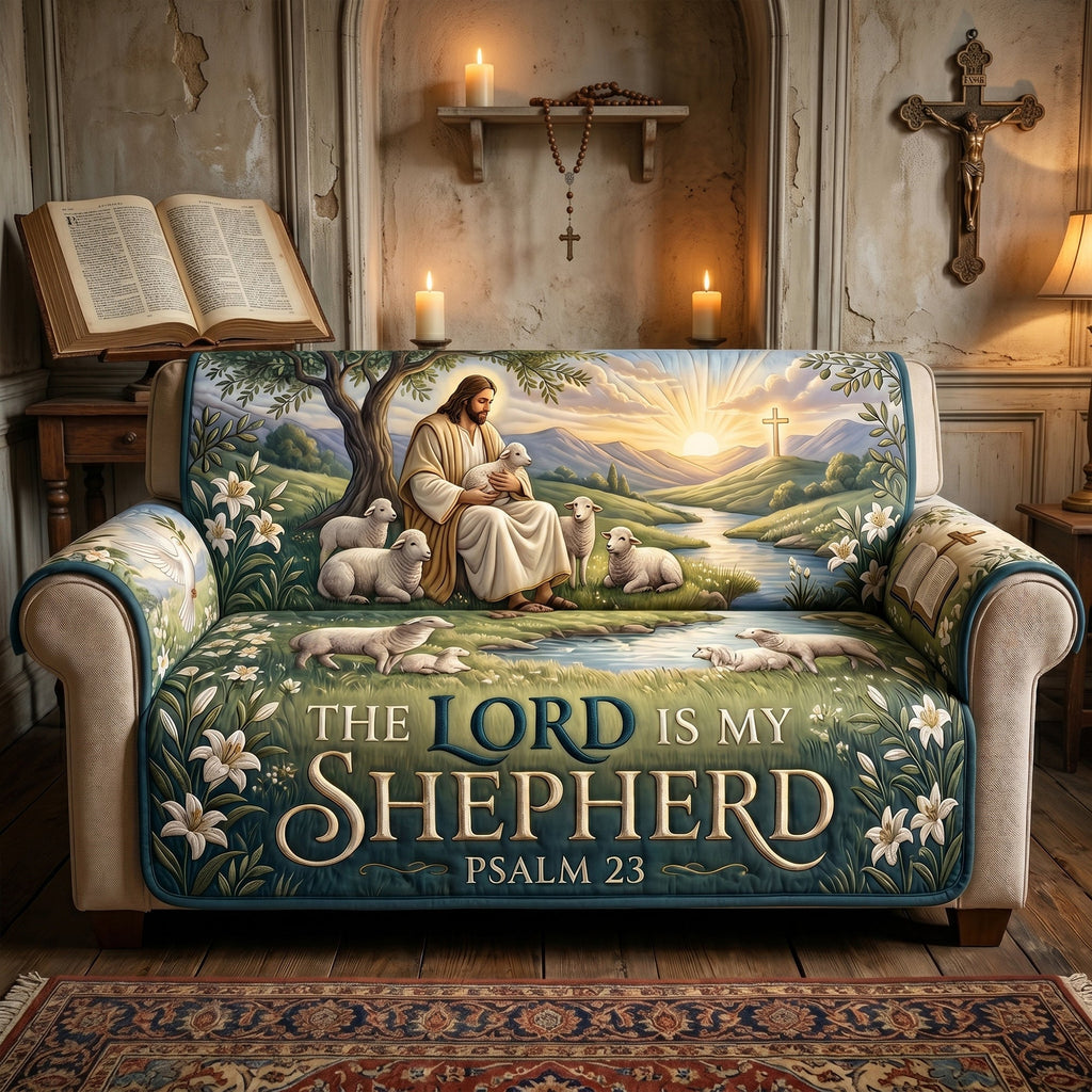The Lord Is My Shepherd Quilted Sofa Cover - Personalized Gifts For Christians 01tylu230626