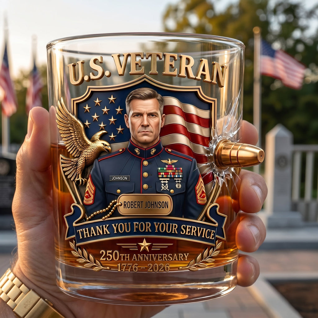 Honor Veteran Bullet Glass - Custom Photo Gifts For Veterans 01tyqn240626
