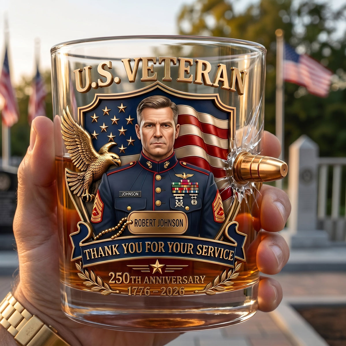 Honor Veteran Bullet Glass - Custom Photo Gifts For Veterans 01tyqn240626