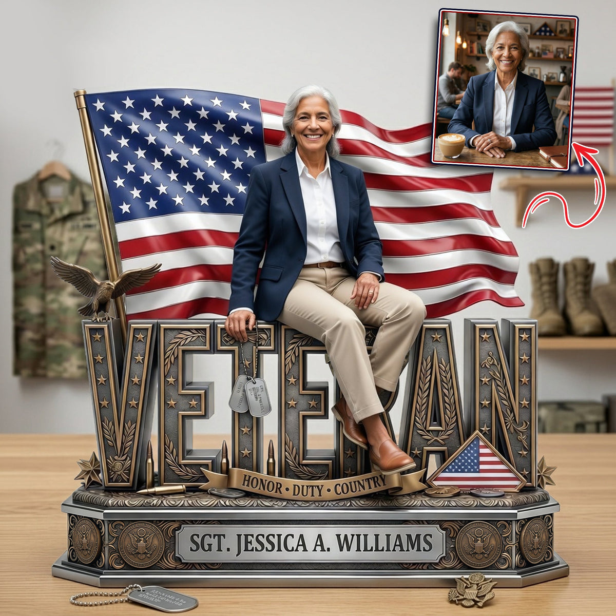Proud Veteran Custom Photo Acrylic Plaque Tribute 03TYLU060426