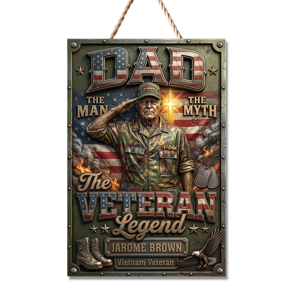 Patriotic Veteran Dad Metal Sign - Personalized Custom Photo Gifts For Dads 03HUQN200526