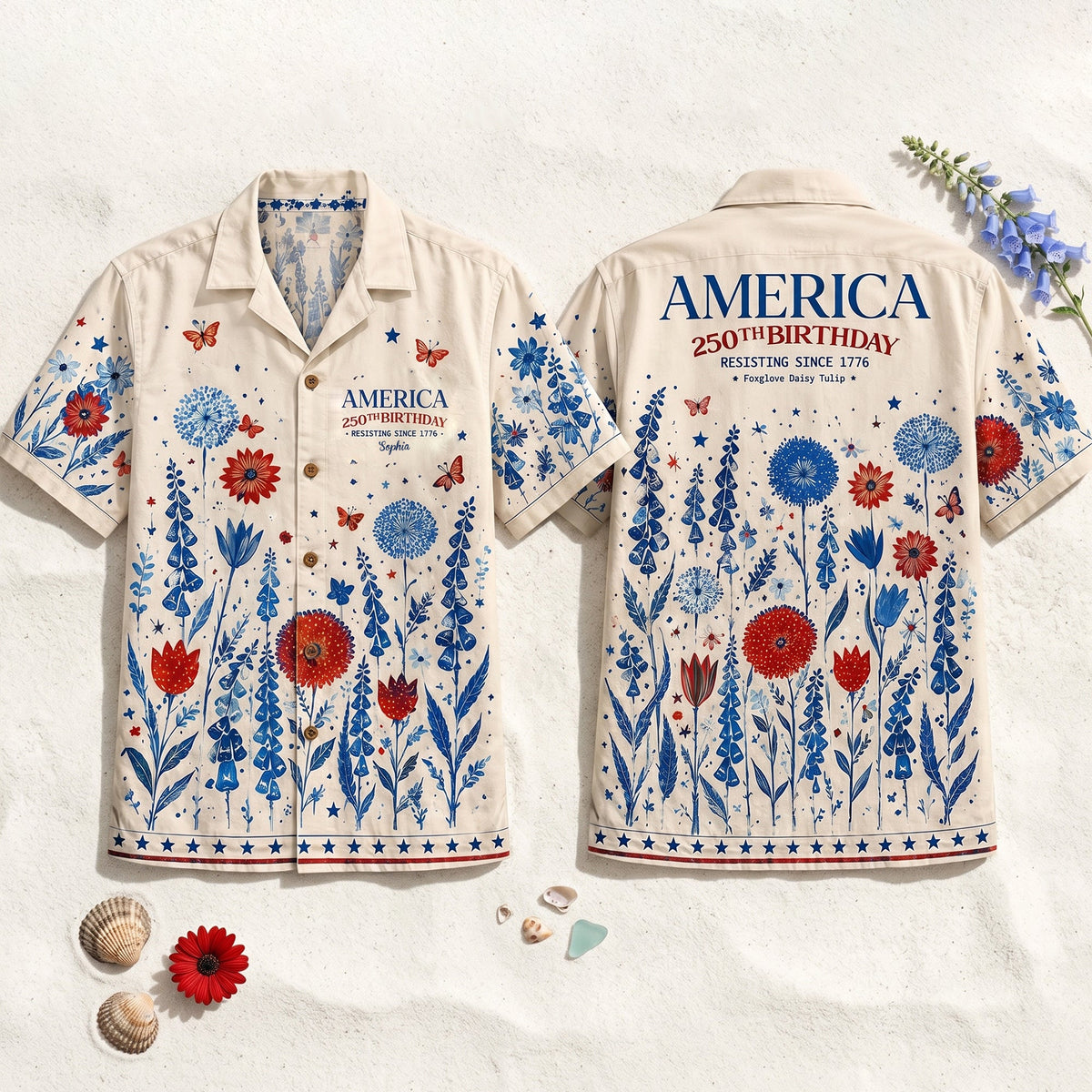 Subtle Folk Flowers Patriotic USA Hawaiian Shirt, Personalized Gifts For Patriots 02qhlu030626