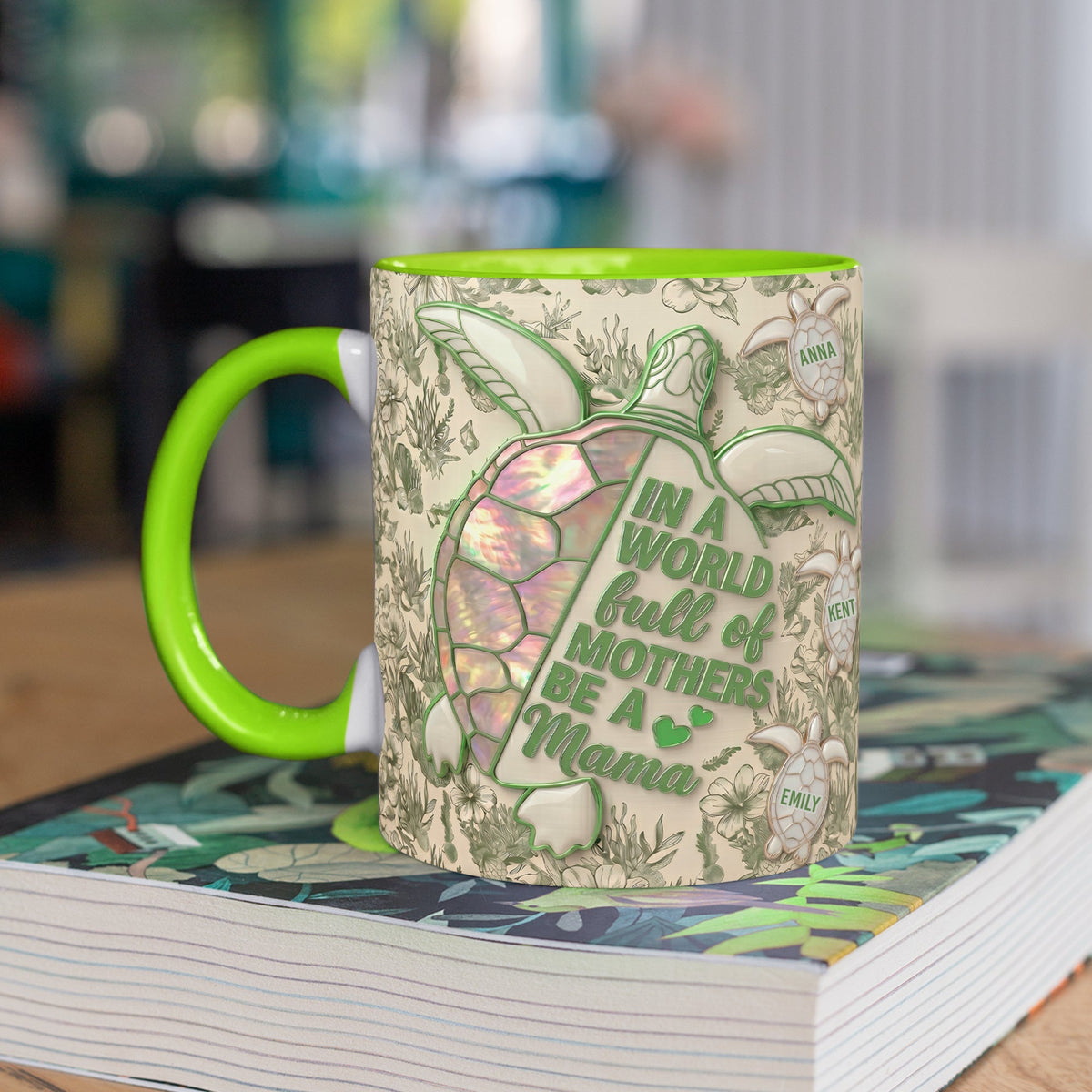 Mama Turtle & Her Babies Accent Mug - Personalized Gifts For Moms 03PAQN150426