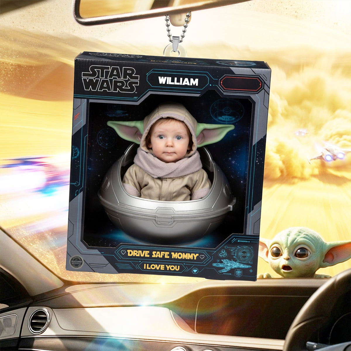 Baby Astronaut Car Ornament Custom Photo Drive Safe Mommy Gift 03NALU100426