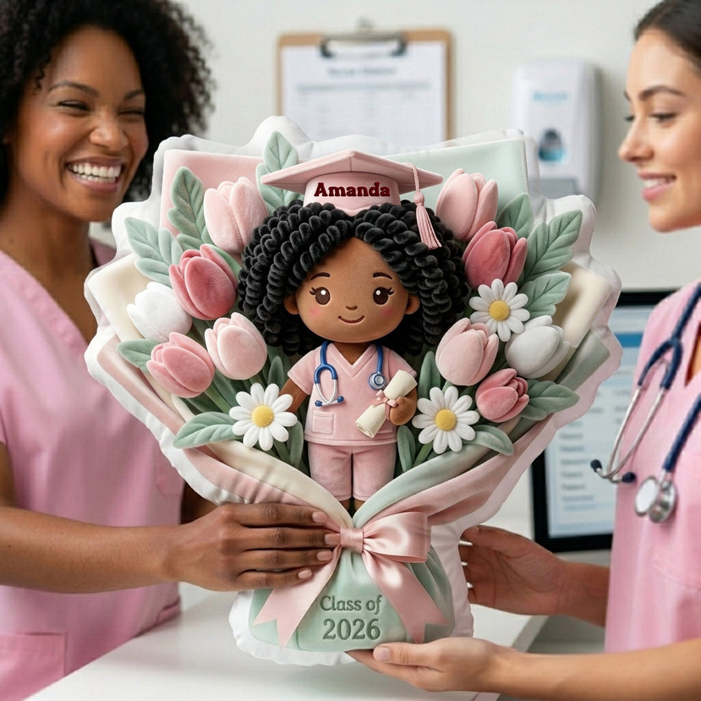 Graduation Nurse Bouquet  Pillow  - Custom Photo Gifts For Nurse Pillow 02NALU270326