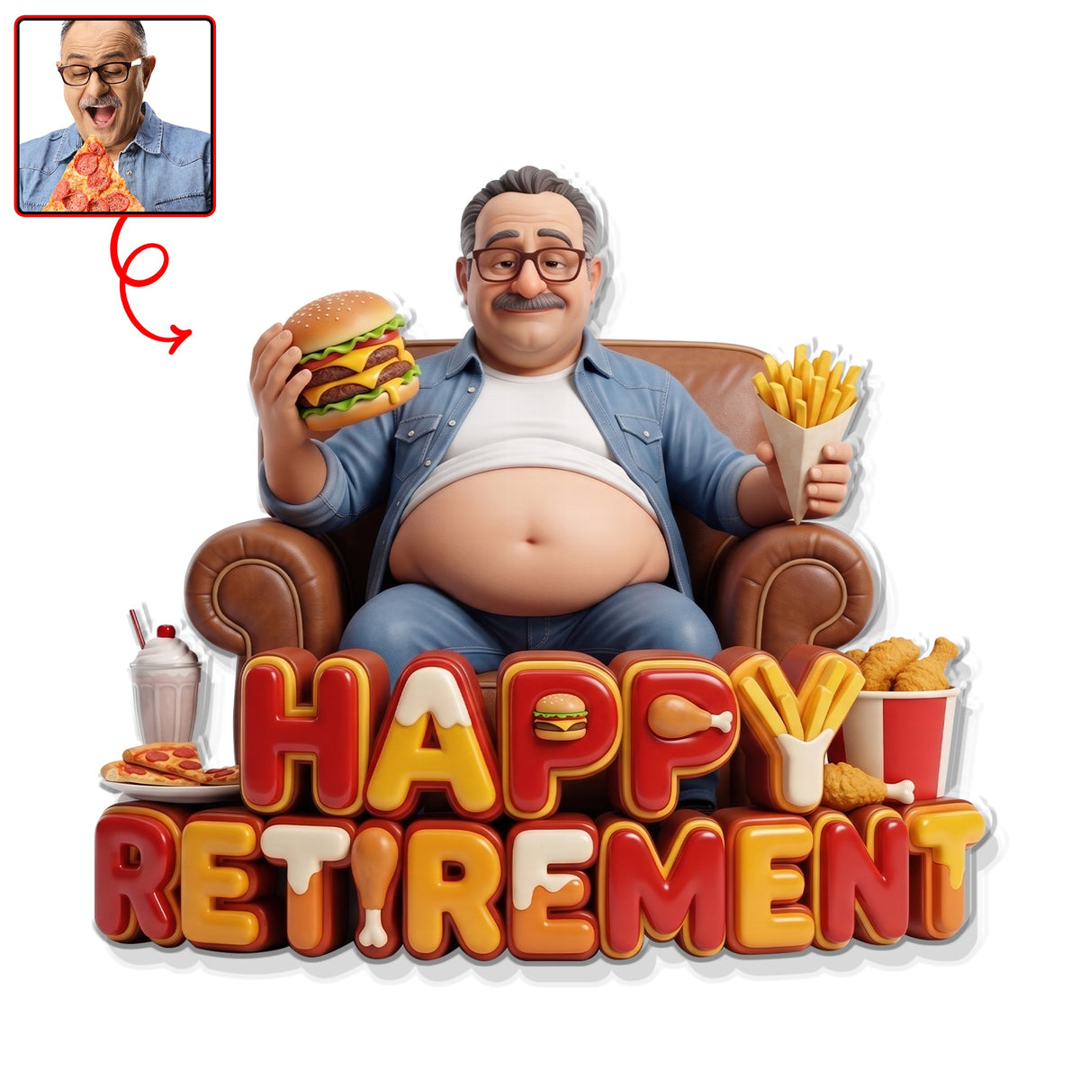 Happy Retired Fridge Magnet - Custom Photo Gifts For Retirement Anti-collision Acrylic Fridge Magnet 03PAQN110626