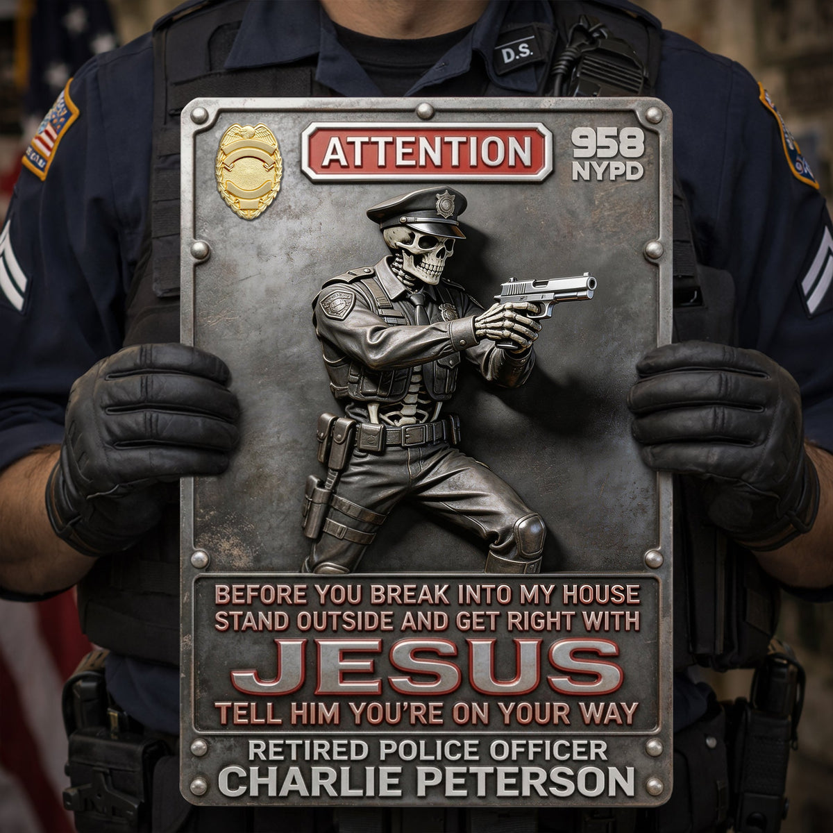 Police Warning Metal Sign - Personalized Gifts For Police Officers 04kilu050326