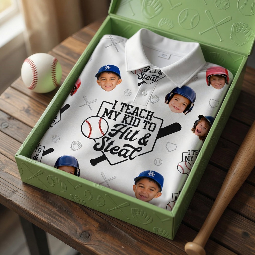 Custom Photo Proud Baseball Dad Polo Shirt, Personalized Gifts For Dads 02qhlu090526