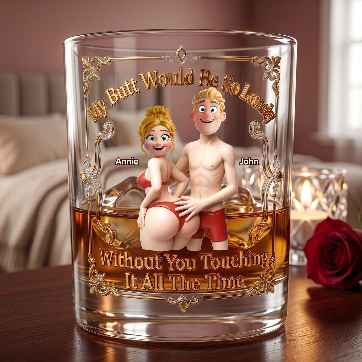 Playful Couple Round Glass - Personalized Gifts For Couples 05OHLU260626