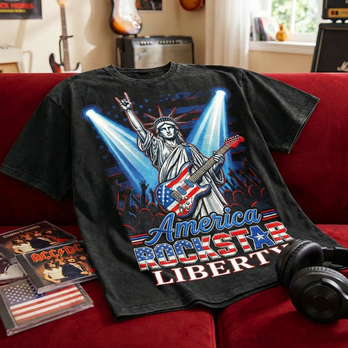 Patriotic Guitar Rockstar Shirt Personalized Gifts 03PAQN060426