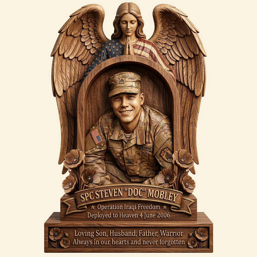 Custom Photo Military Hero Memorial Plaque, Keepsake To Remember A Veteran 02qhtn250326