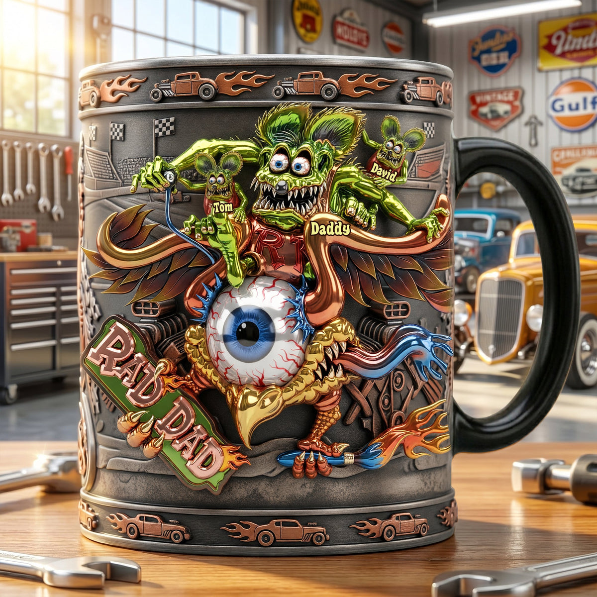 Hot Rod Rad Dad Magic Mug - Personalized Gifts For Dads 04qhlu180526