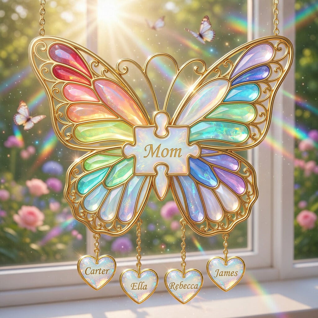 Butterfly Mom Suncatcher Ornament - Personalized Gifts For Mother's Day 01nalu170326