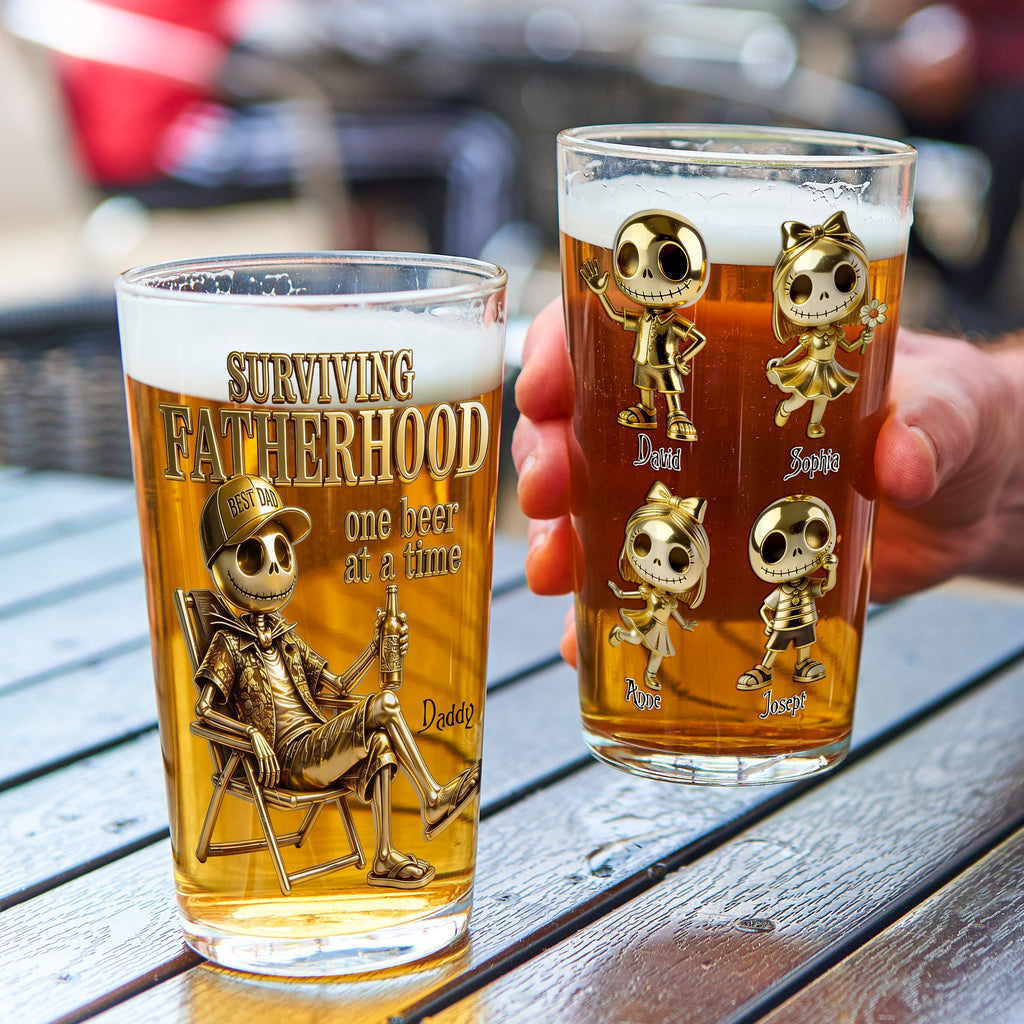 Spooky Dad and Kids Beer Glass - Personalized Gifts For Dad 01pglu280426