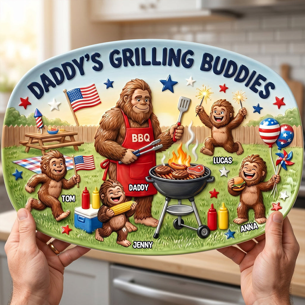 Bigfoot Dad Grilling Plate - Personalized Gifts For Dads 02natn200526