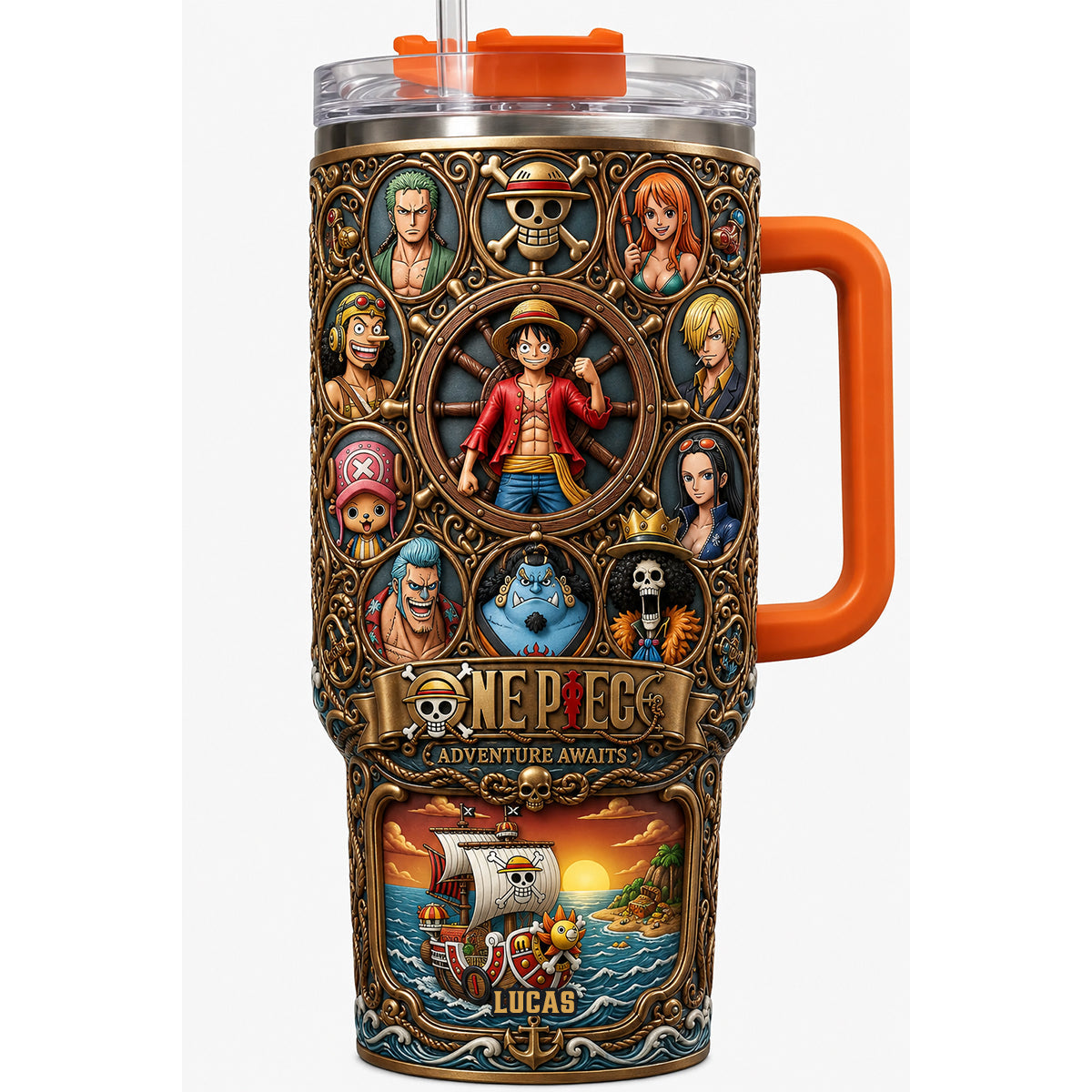 Adventure Awaits Tumbler With Handle - Personalized Gifts For Anime Lovers 05tydt070726