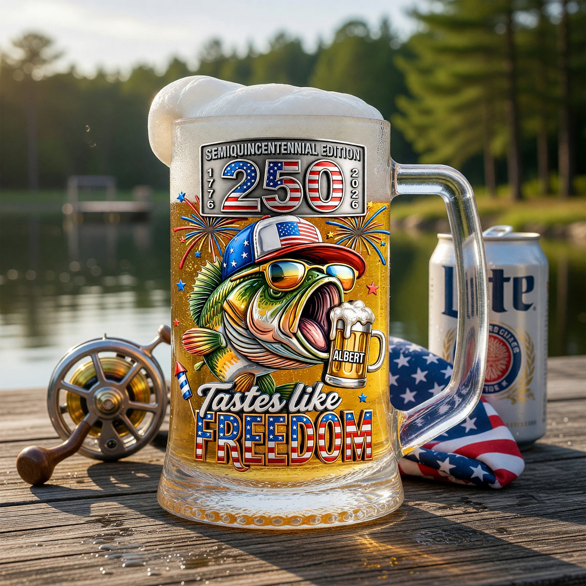 Badass Fish Freedom Party Beer Glass - Personalized Gifts For Fishing Lovers 06QHQN050626