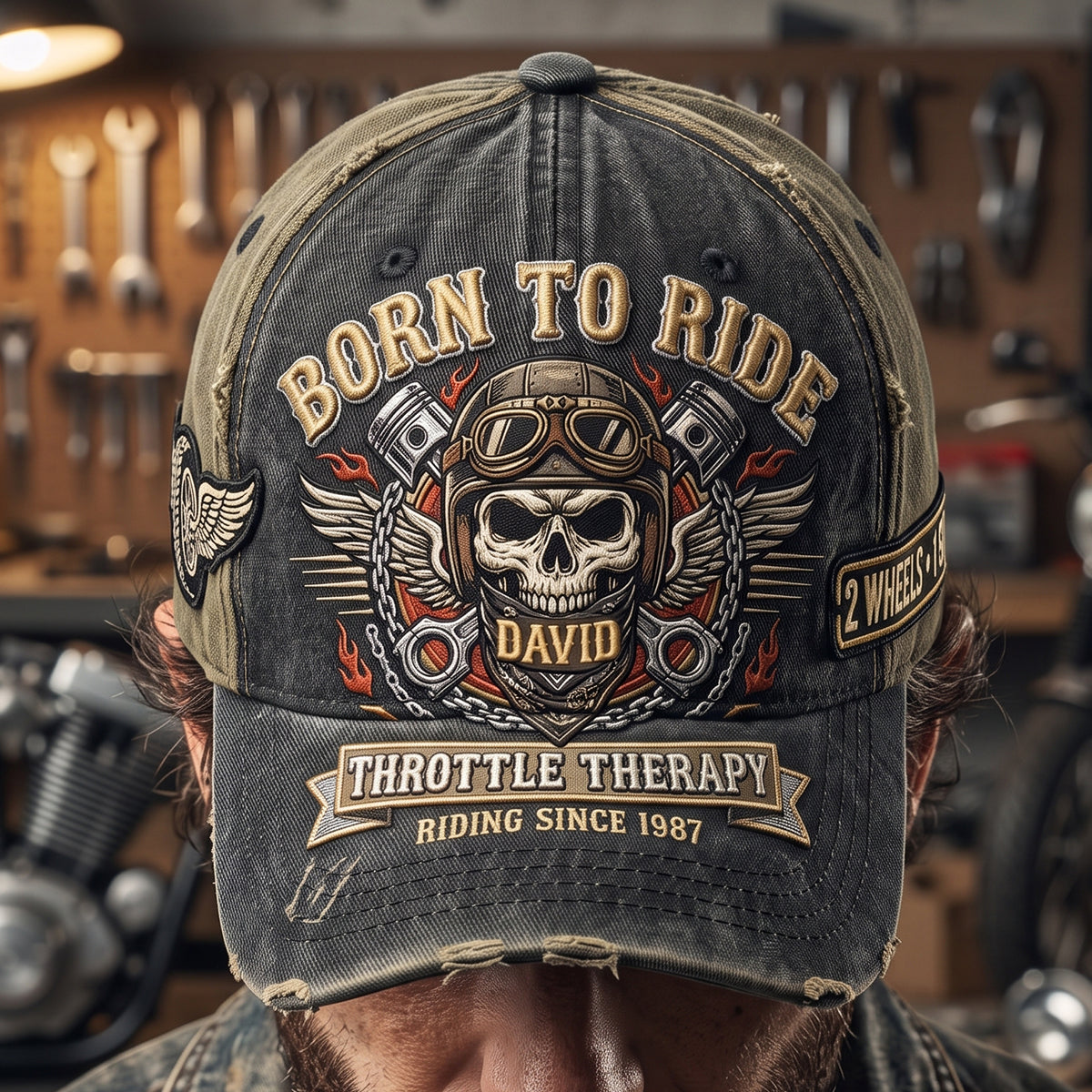 Vintage Rider Skull Classic Cap - Personalized Gifts 03hatn260626
