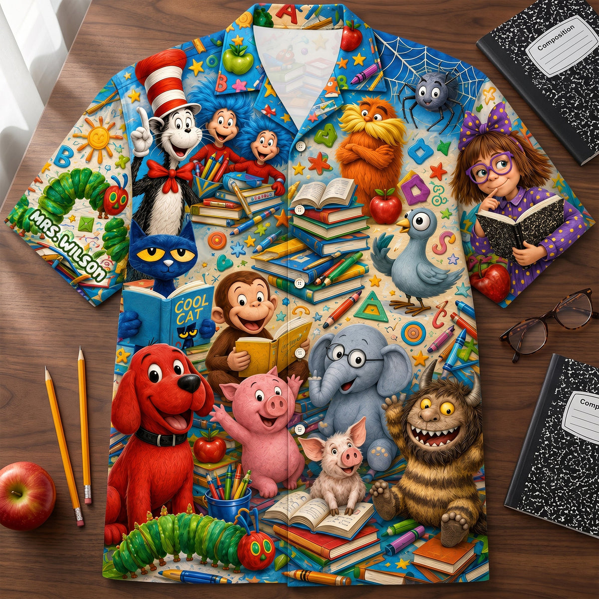 Back to School Book Character Hawaiian Shirt - Personalized Gifts For Teachers 04naqn010726