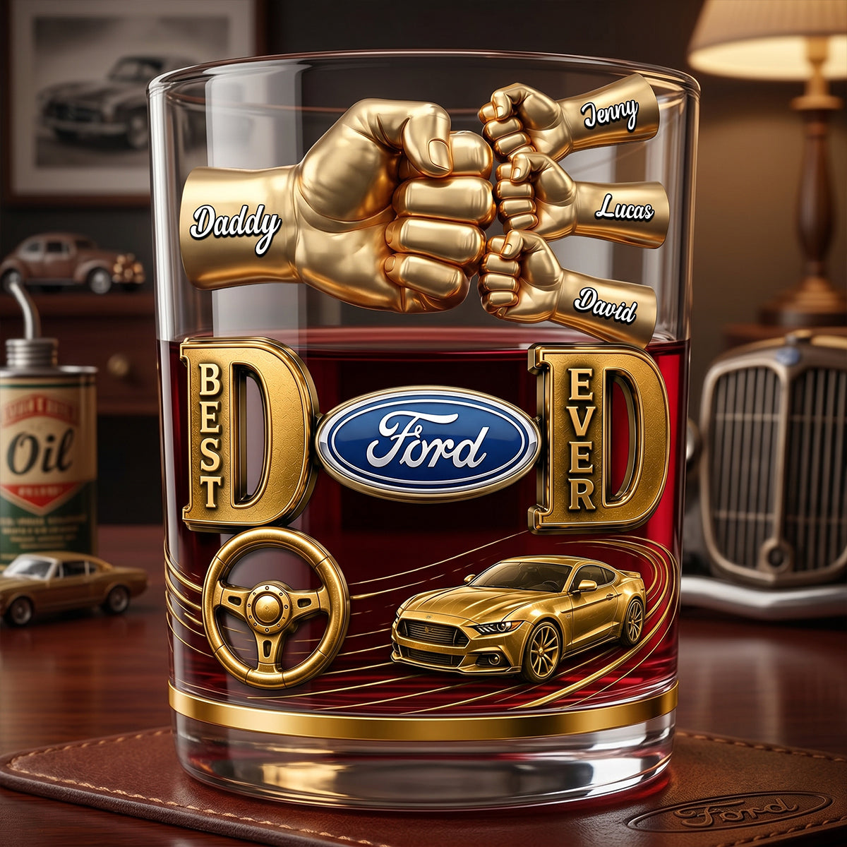 Muscle Car Dad Round Glass - Personalized Gift For Dads 03NATN220526