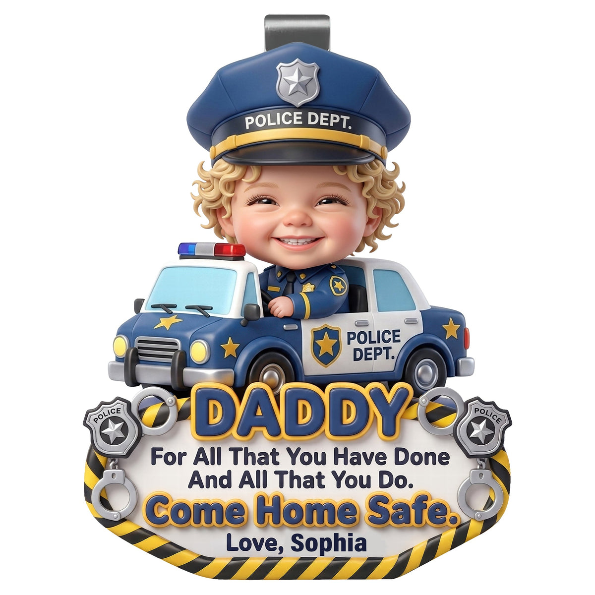 Come Home Safe Daddy Car Vision - Custom Photo Gifts For Police Officer Dads 03huqn270526