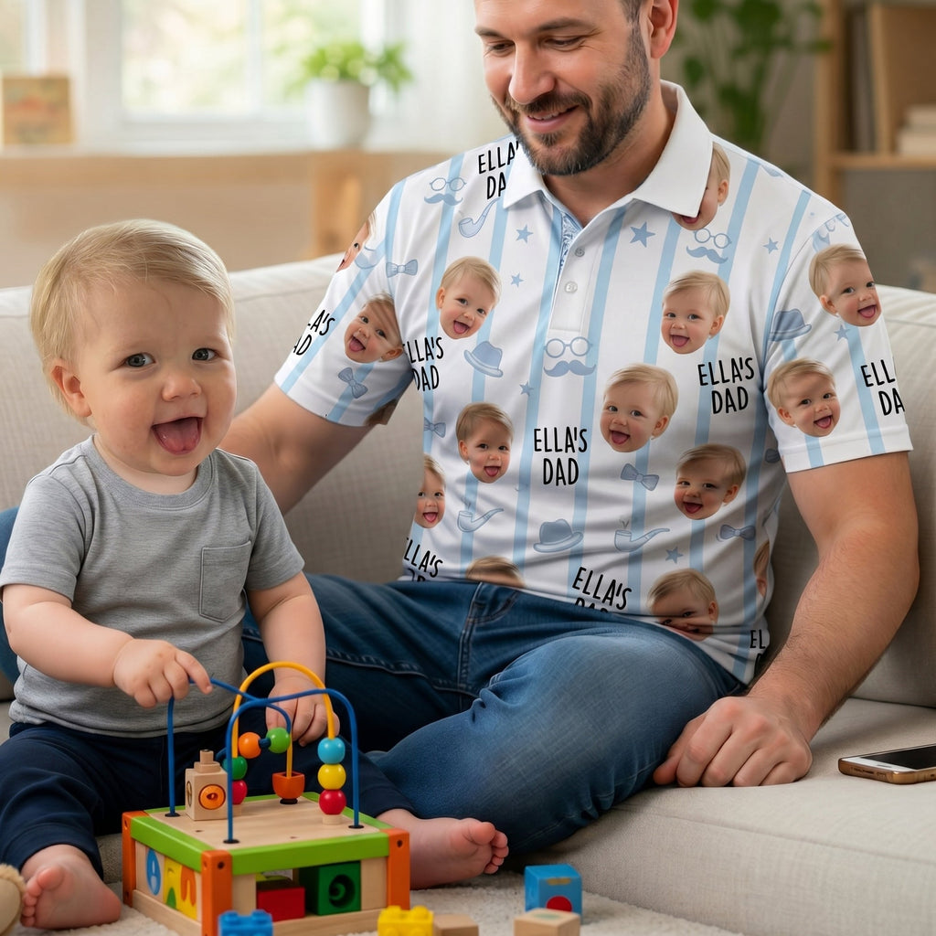Custom Photo Adorable Baby Dad Polo Shirt, Personalized Gifts For Dad & Grandpa 04qhqn080526