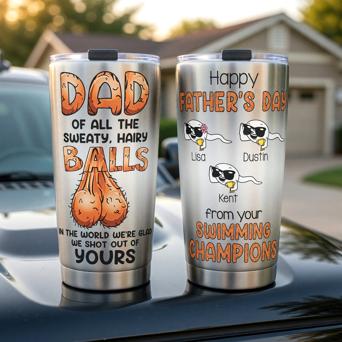 Funny Dad Balls Tumbler - Personalized Gift For Dads 06OHQN290526