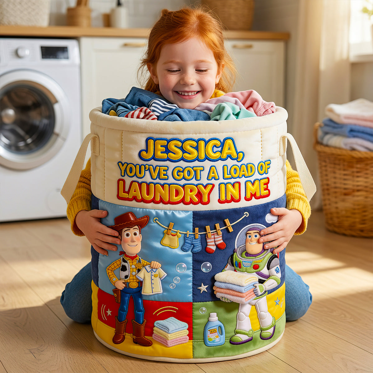 Colorful Quilted Laundry Basket - Personalized Gifts 05pgdt130726