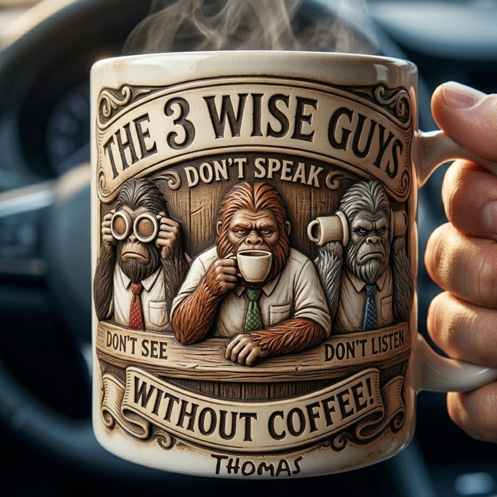 Sasquatch 3 Wise Guys Coffee Mug - Personalized Gifts For Coworker 01palu240326