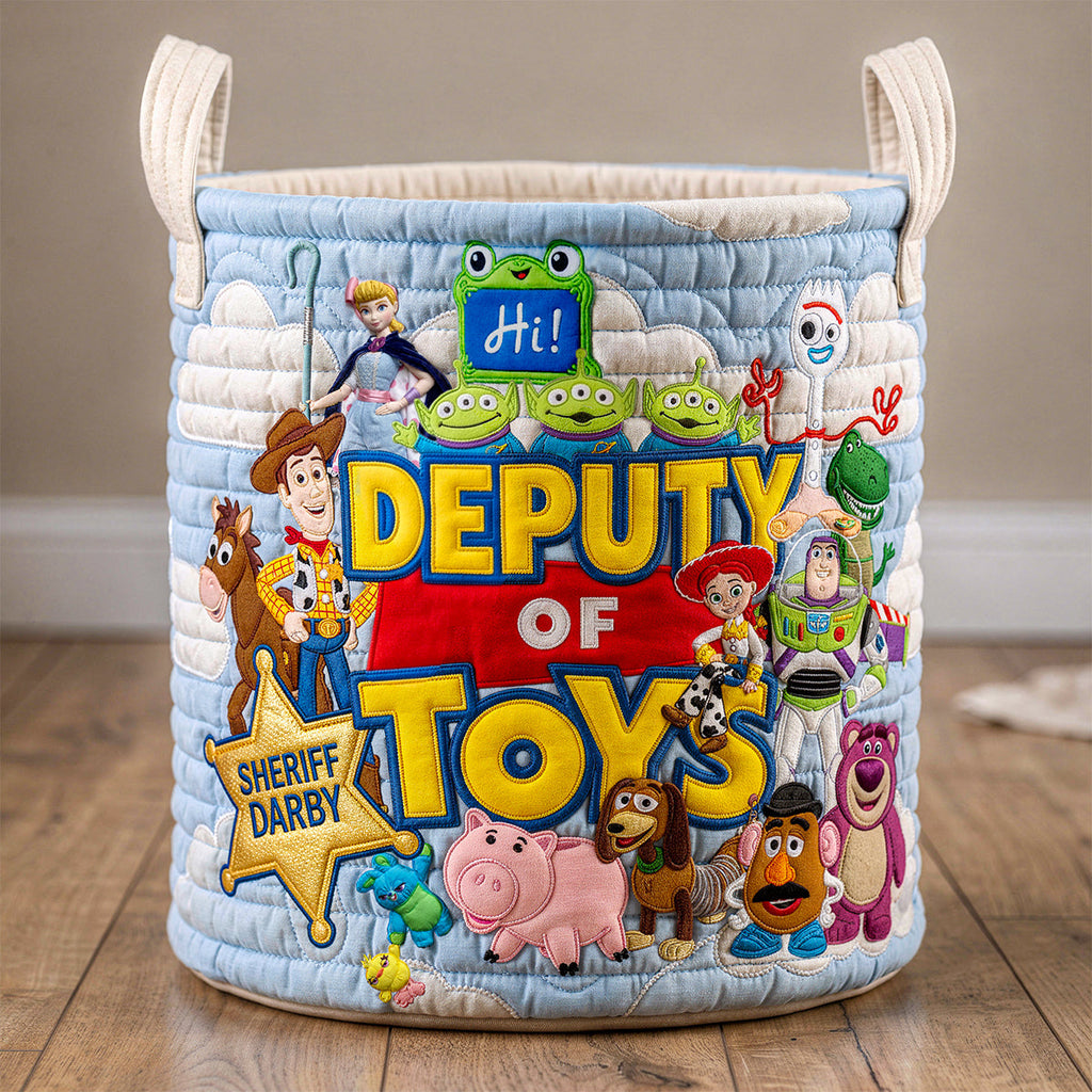 Kid Toy Storage Quilted Laundry Basket, Personalized Gift 01qhdt010726