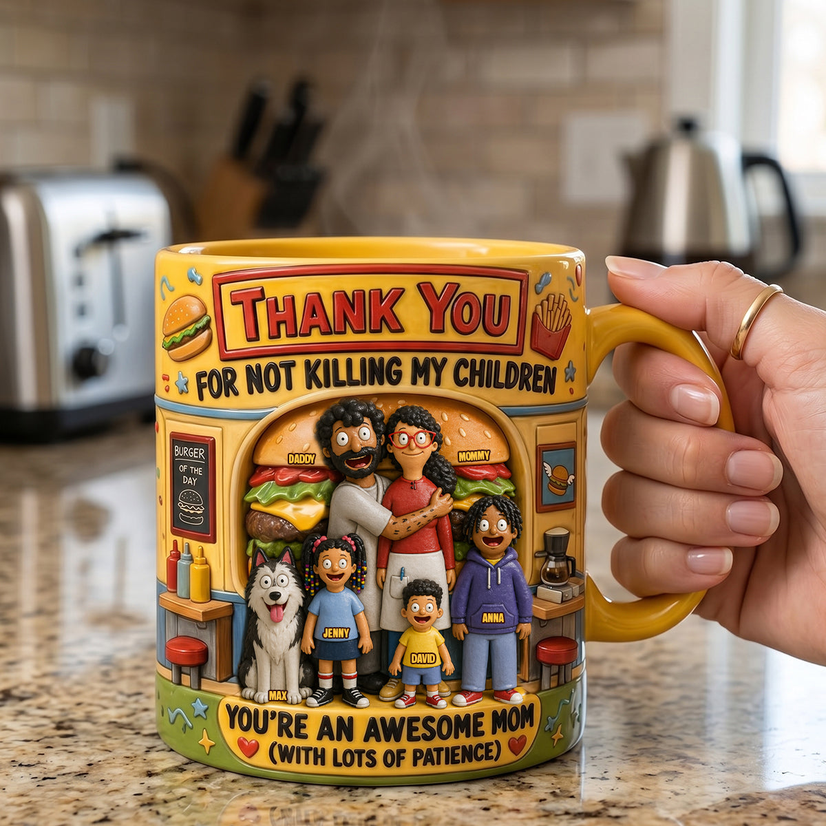 Fun Mom With Most Patience Yellow Accent Mug - Personalized Mother's Day Gifts For Wife 05QHTN240426HG